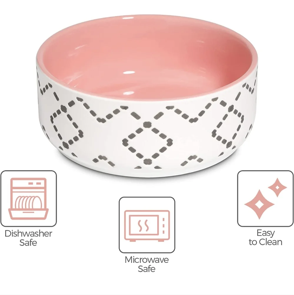 2 Blue or Pink Modern Ceramic Cat Bowl